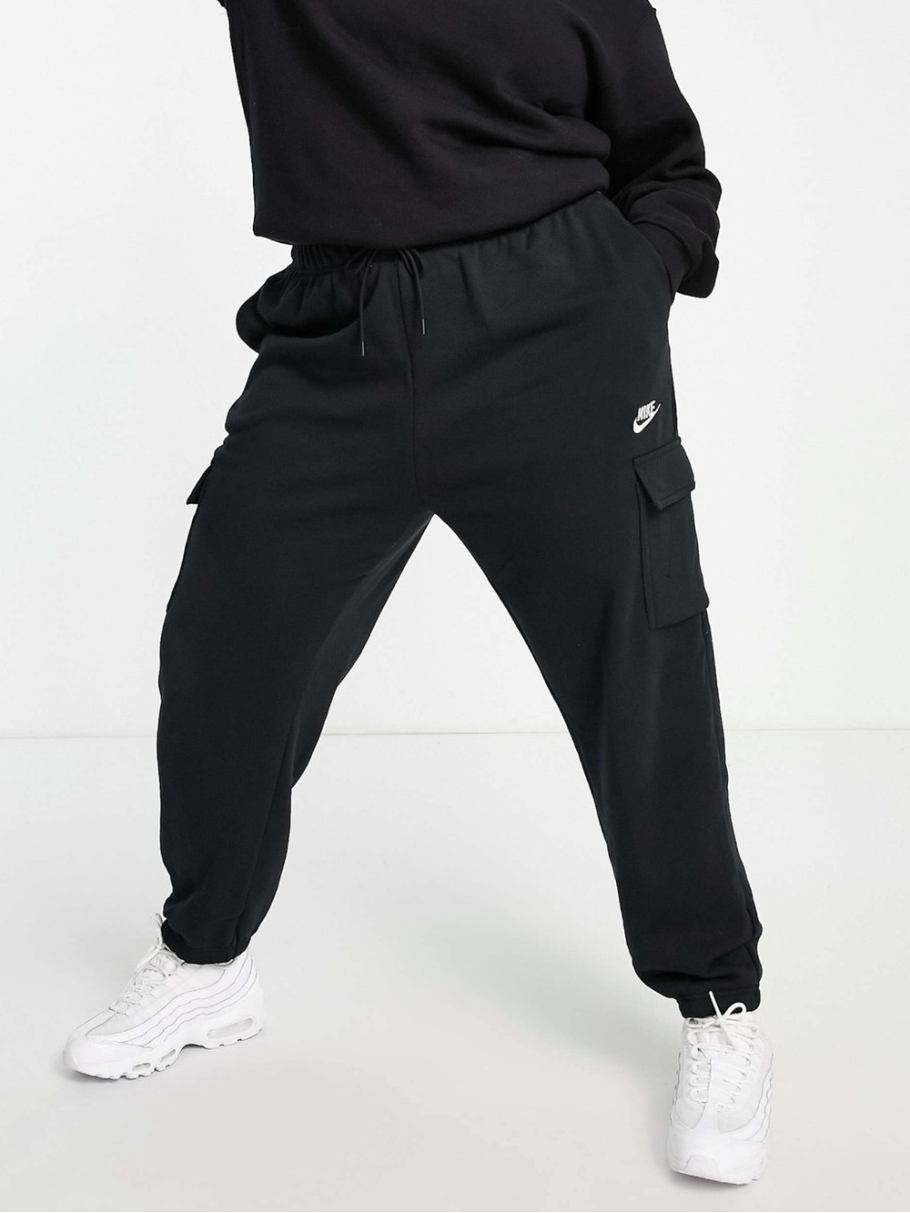 Nike Plus Black Cargo Sweatpants with Cuffed Ankles